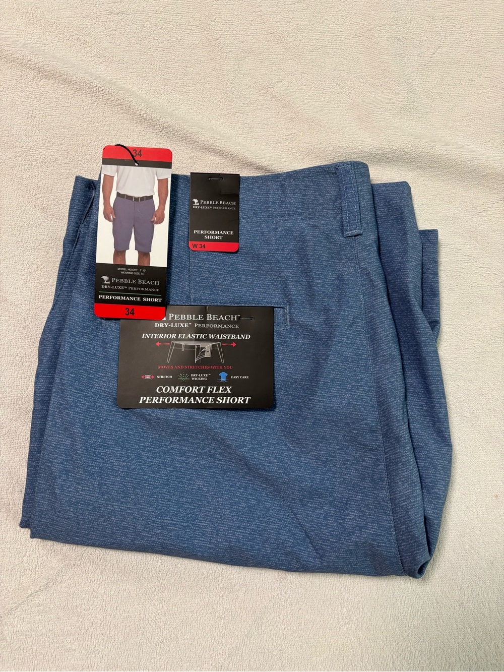 Pebble Beach Heathered Light Blue Golf Shorts